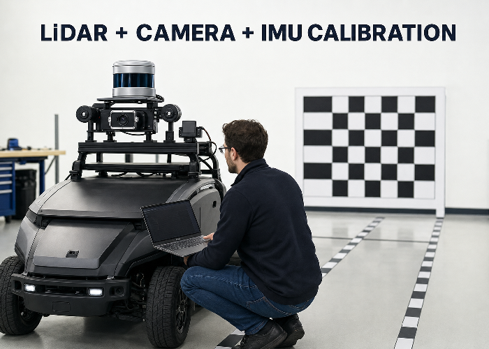 Autonomous platform prepared for LiDAR camera and IMU calibration