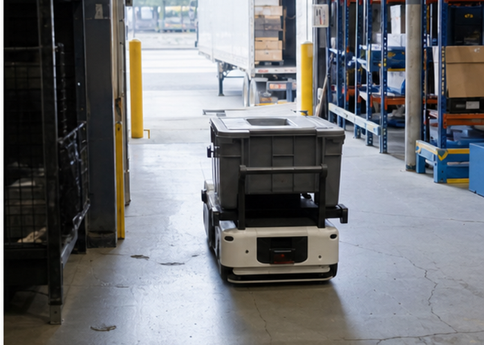 2D LiDAR scanner blind-zone testing on an AMR validation scene 3