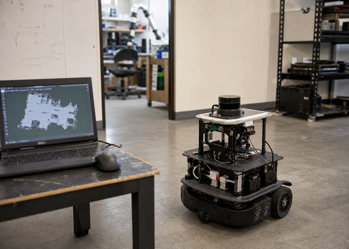 2D LiDAR SLAM robot in a realistic LiDAR application scene