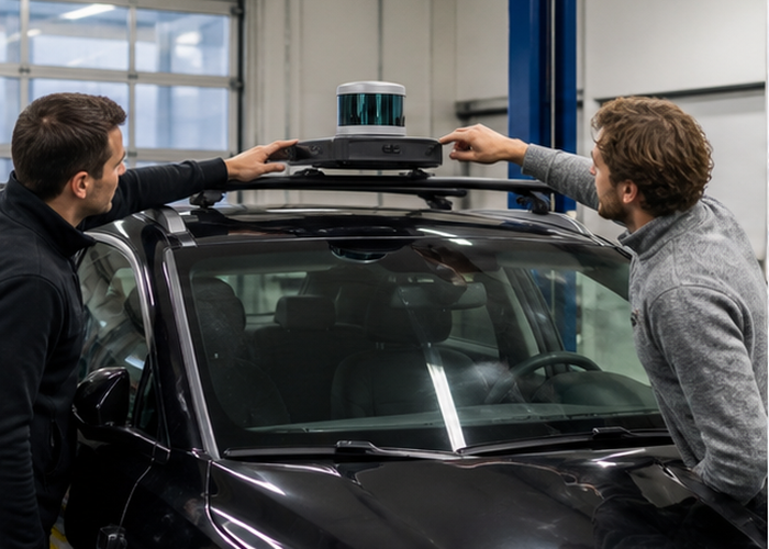 automotive LiDAR mounting test in a realistic LiDAR application scene