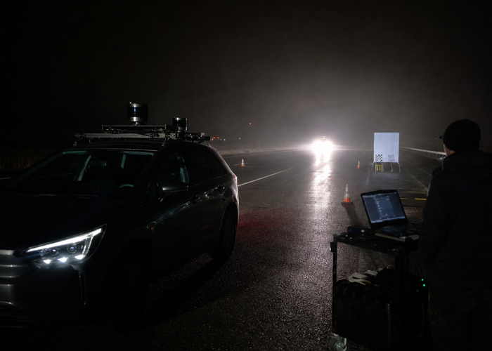 FMCW LiDAR in Fog and Glare practical field validation scene 3