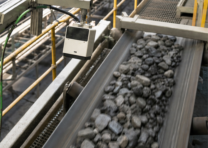LiDAR conveyor material flow measurement in a realistic LiDAR application scene