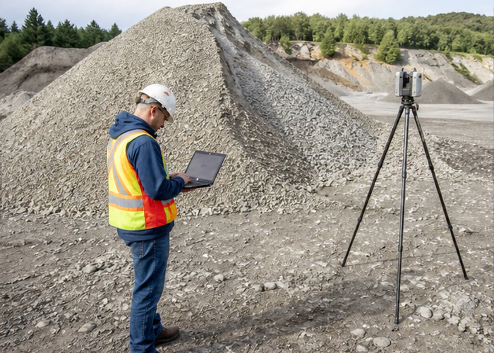 LiDAR stockpile tonnage workflow validation scene 2