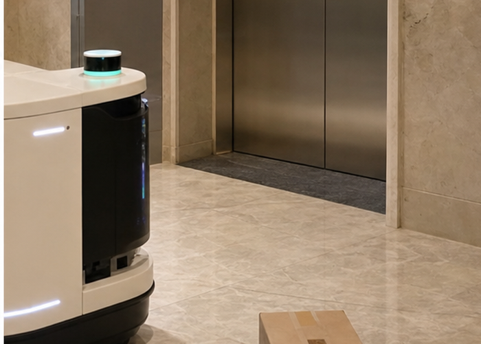 LiDAR sensor for robots in doorway and elevator tests validation scene 2