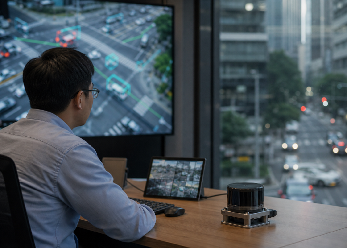 LiDAR Sensors for Smart City Traffic Monitoring photoreal LiDAR application scene 3
