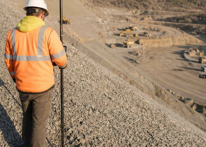 LiDAR stockpile breakline survey in a realistic field scene
