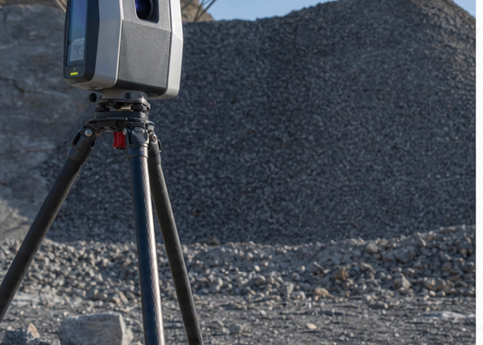 LiDAR volume calculation at a quarry stockpile in a realistic LiDAR application scene
