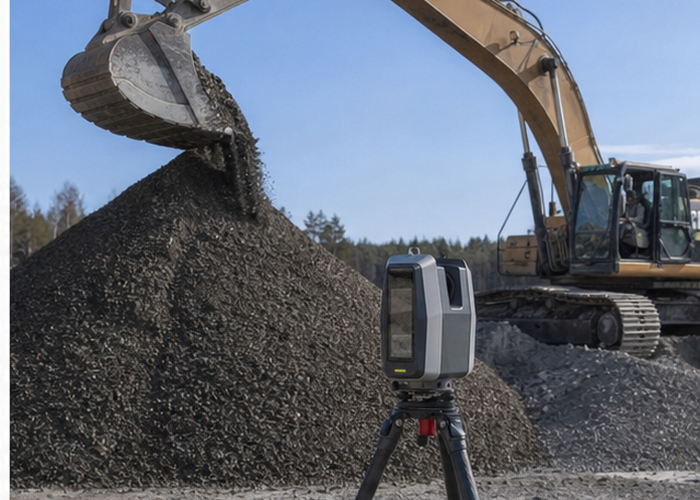 LiDAR volume calculation at a quarry stockpile validation scene 3