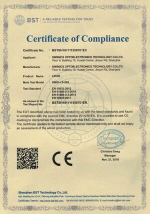 Pavo LiDAR compliance report certification