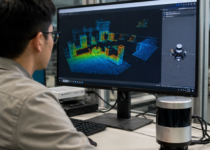 3D LiDAR simulation test setup in a realistic LiDAR application scene