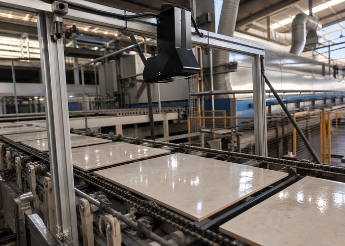 3D laser profiling of ceramic tiles on a production line in a realistic LiDAR application scene