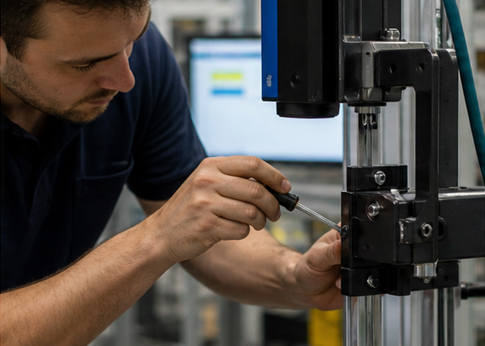 3D LiDAR profiler inspecting component edges on a production line validation scene 2