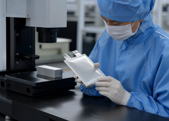 3D laser profiling of pouch battery cells on a production line validation scene 3