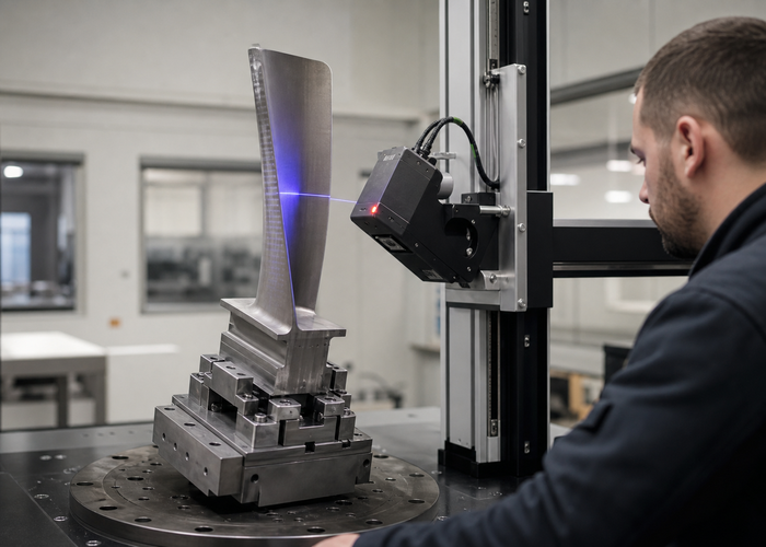 3D laser profiling of turbine blades in a realistic LiDAR application scene