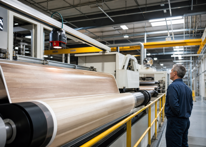 3D LiDAR profiling vinyl flooring on a production line validation scene 3
