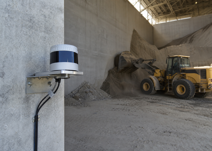 fixed LiDAR monitoring cement raw meal in an enclosed storage hall validation scene 3