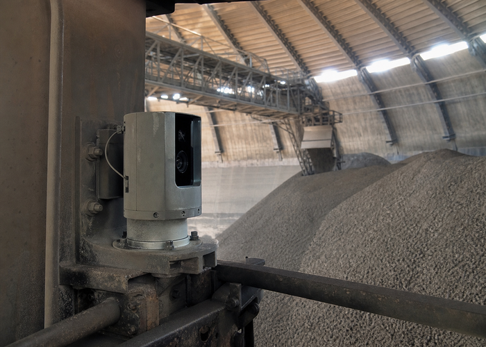 fixed LiDAR monitoring clinker inside a cement storage dome validation scene 2