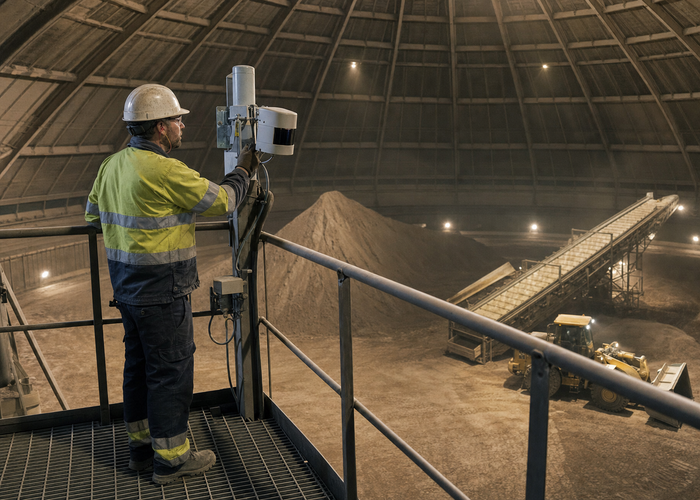 fixed LiDAR monitoring clinker inside a cement storage dome validation scene 3
