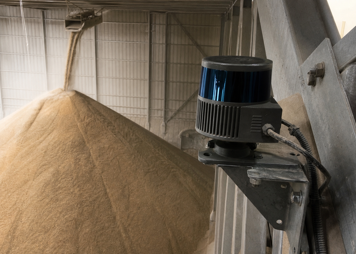 fixed LiDAR monitoring grain in a flat storage warehouse validation scene 2
