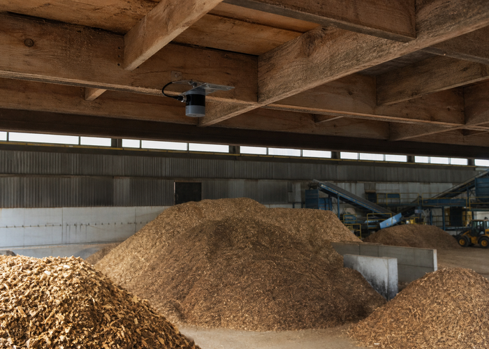 fixed LiDAR monitoring indoor wood-chip stockpiles in a realistic LiDAR application scene
