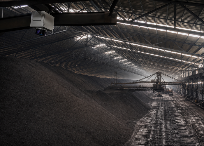 fixed LiDAR monitoring petroleum coke in a covered storage shed in a realistic LiDAR application scene