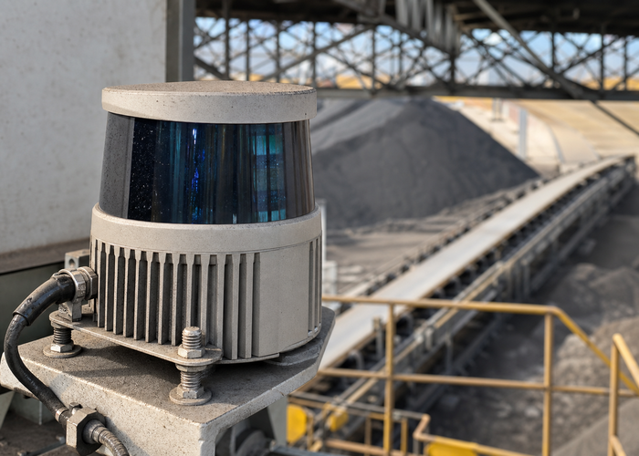fixed LiDAR monitoring petroleum coke in a covered storage shed validation scene 2