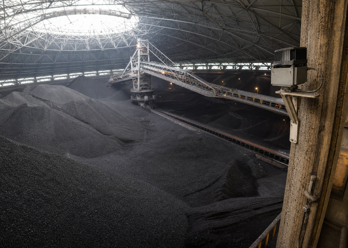 fixed LiDAR monitoring a coal stockpile inside a storage dome in a realistic LiDAR application scene