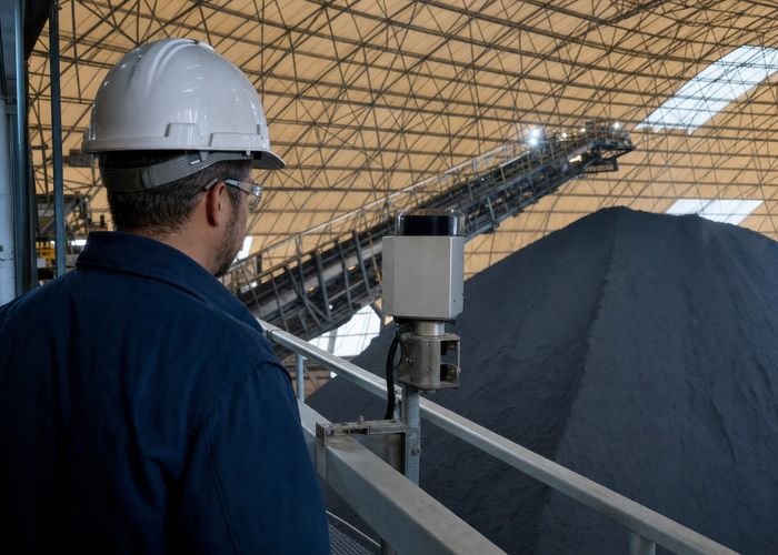 fixed LiDAR monitoring a coal stockpile inside a storage dome validation scene 3