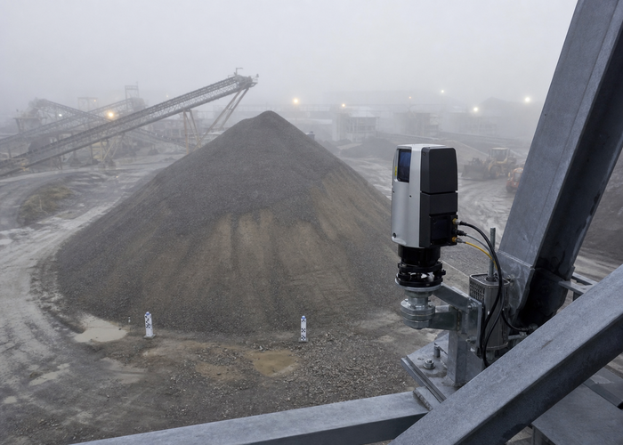 fixed LiDAR stockpile monitoring in fog in a realistic LiDAR application scene