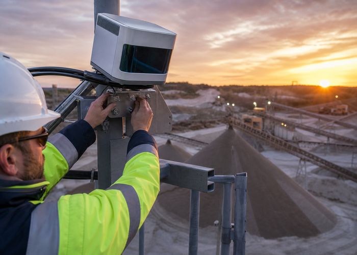 fixed LiDAR stockpile monitoring with survey benchmarks validation scene 3
