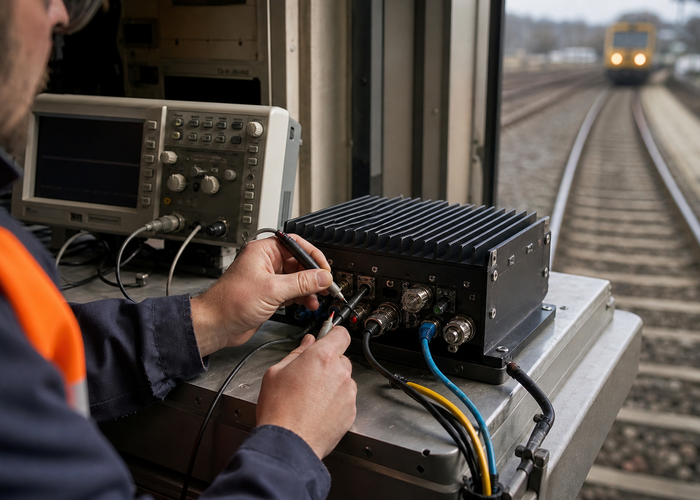 rugged Jetson carrier board and LiDAR edge computer installed inside a rail inspection vehicle validation scene 2