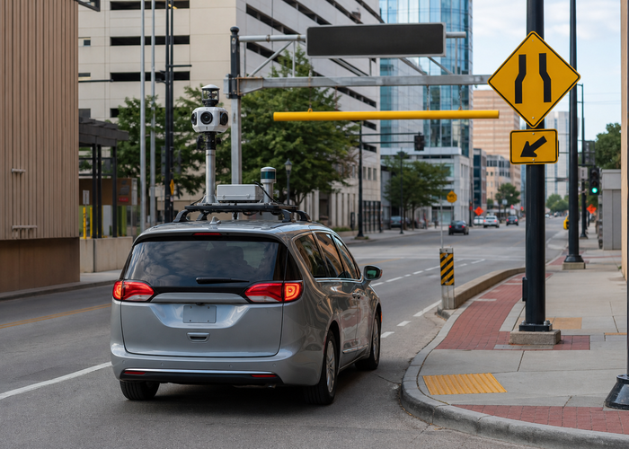 mobile mapping vehicle using LiDAR on an urban road corridor in a realistic LiDAR application scene
