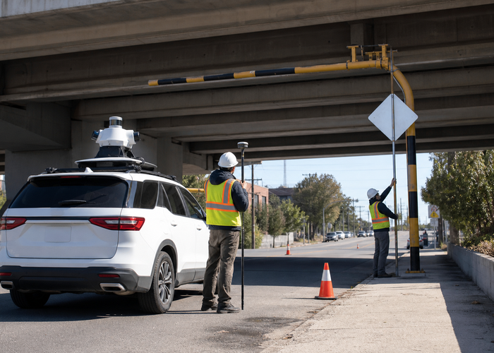 mobile mapping vehicle using LiDAR on an urban road corridor validation scene 3
