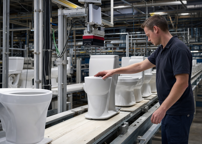 LiDAR profiling glazed ceramic sanitaryware on a production line validation scene 3