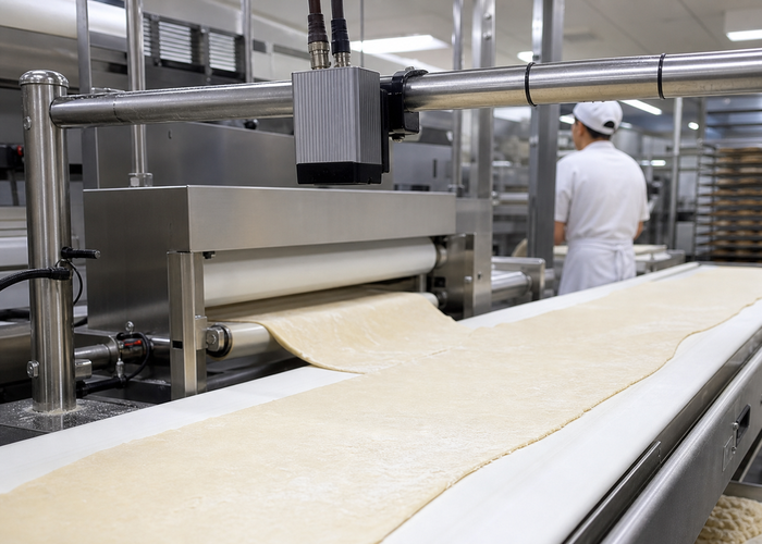laser profiling of dough sheet thickness on a bakery production line in a realistic LiDAR application scene