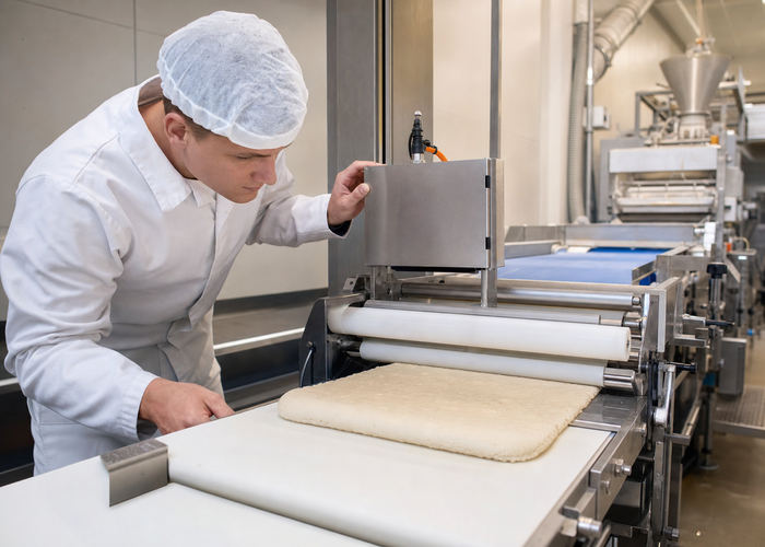laser profiling of dough sheet thickness on a bakery production line validation scene 3