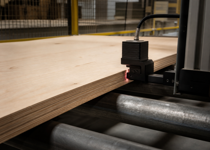 LiDAR profiling plywood panels on a finishing line validation scene 2