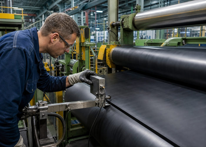 laser profiling of black rubber sheet after industrial calender rollers validation scene 3