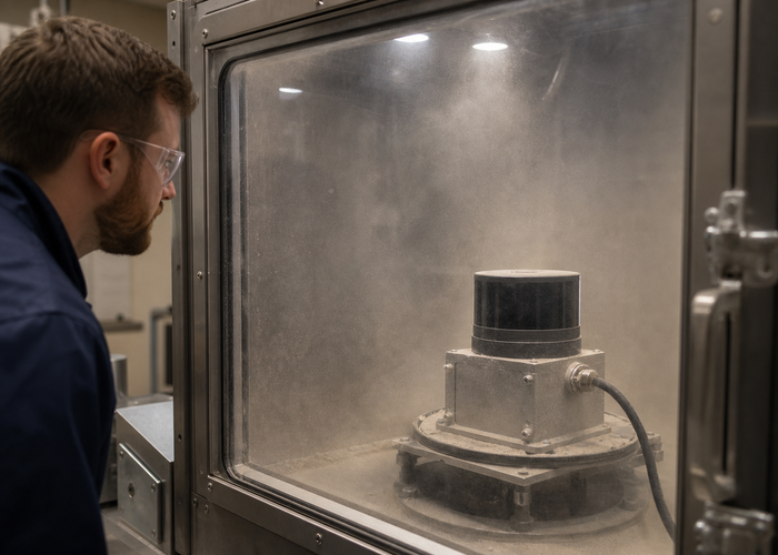 LiDAR sensor ingress-protection qualification laboratory validation scene 2