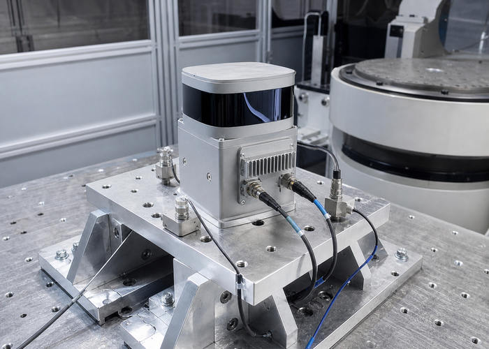 LiDAR sensor vibration qualification on an industrial shaker table validation scene 2