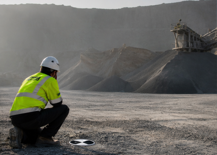 post-dust LiDAR stockpile survey in a realistic field scene