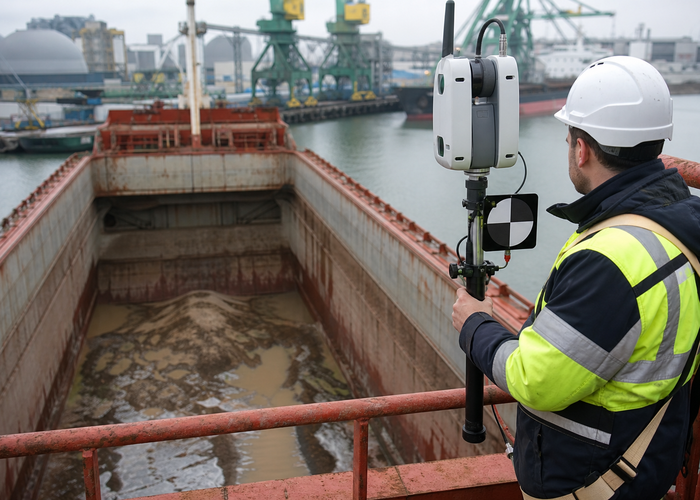 LiDAR volume measurement in a bulk barge validation scene 2