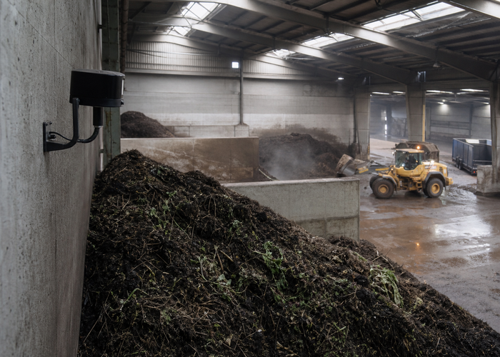 LiDAR measuring compost volume in an indoor organic-waste bunker in a realistic LiDAR application scene