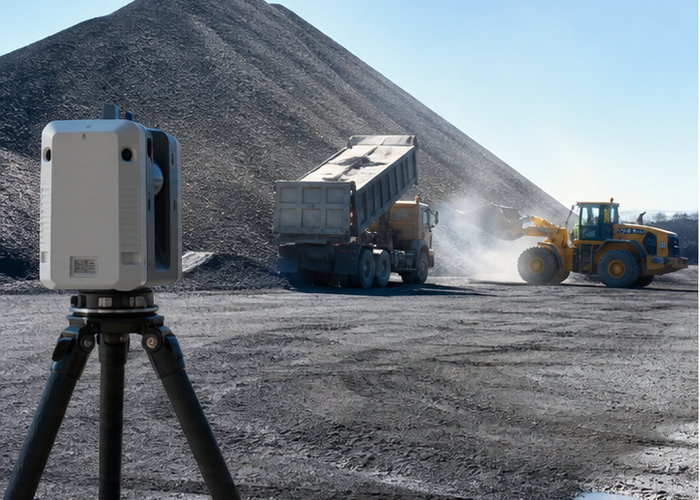 LiDAR volume survey during material turnover in a realistic LiDAR application scene