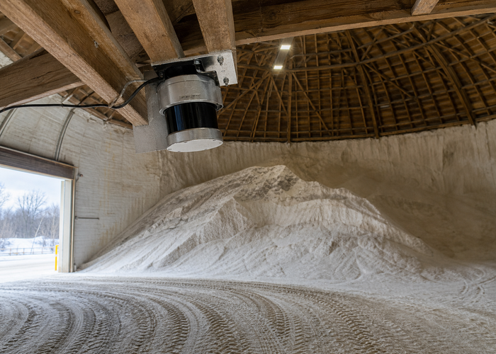 LiDAR volume measurement inside a road-salt dome in a realistic LiDAR application scene