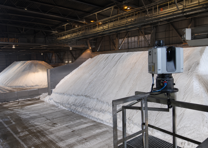 LiDAR volume measurement in a covered salt warehouse validation scene 2