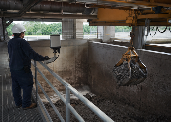 LiDAR volume measurement in a sludge-cake bunker validation scene 3