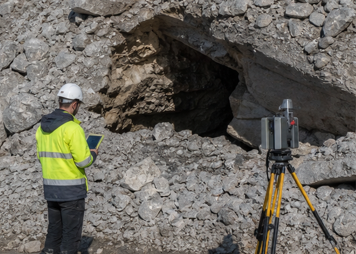 LiDAR survey of an irregular stockpile with voids and overhangs validation scene 3