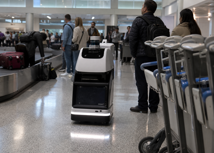 service robot using LiDAR at an airport baggage carousel validation scene 3