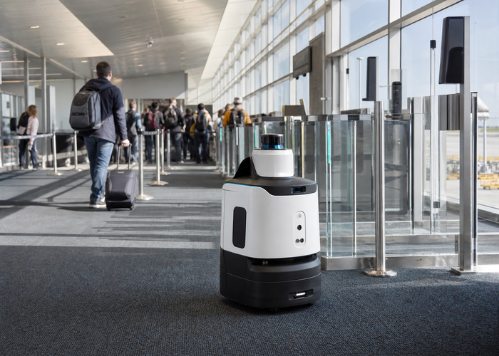 mobile service robot using LiDAR at an airport boarding gate in a realistic LiDAR application scene
